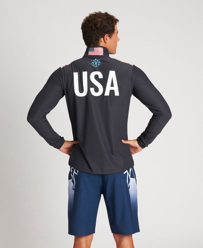 T-Shirt Arena USA Swimming Team Kit Half Zip Noir Homme | HAX-22120027