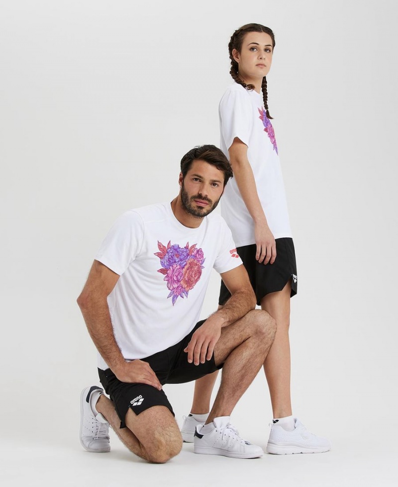 T-Shirt Arena Breast Cancer Blanche Rose Homme | IYE-72842507