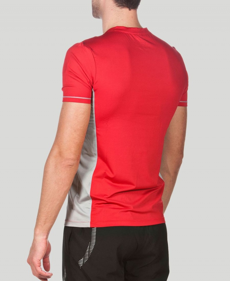 T-Shirt Arena Team Line Tech Corta Sleeve Rouge Homme | OXZ-40376193