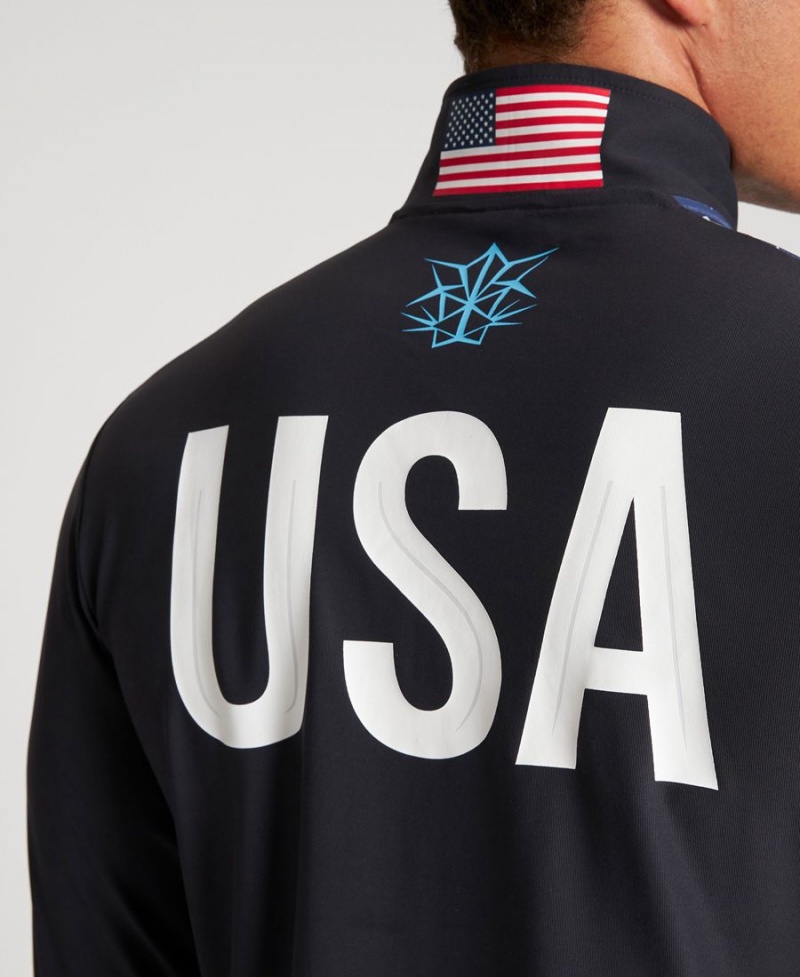 T-Shirt Arena USA Swimming Team Kit Half Zip Noir Homme | HAX-22120027