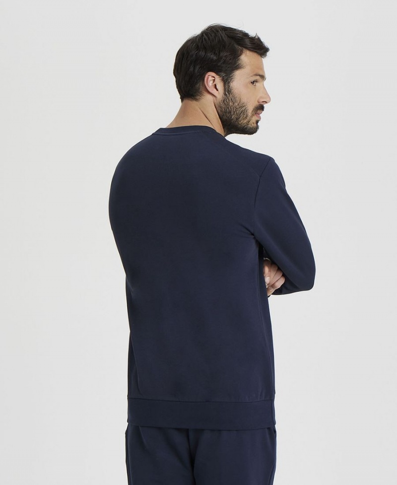 Sweatshirt Arena Solid Crewneck Bleu Marine Homme | XWT-16067300