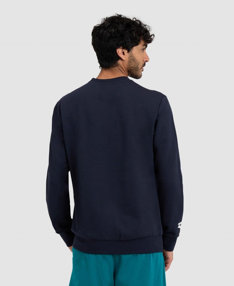 Sweatshirt Arena Logo Crewneck Bleu Marine Homme | DPZ-00892614