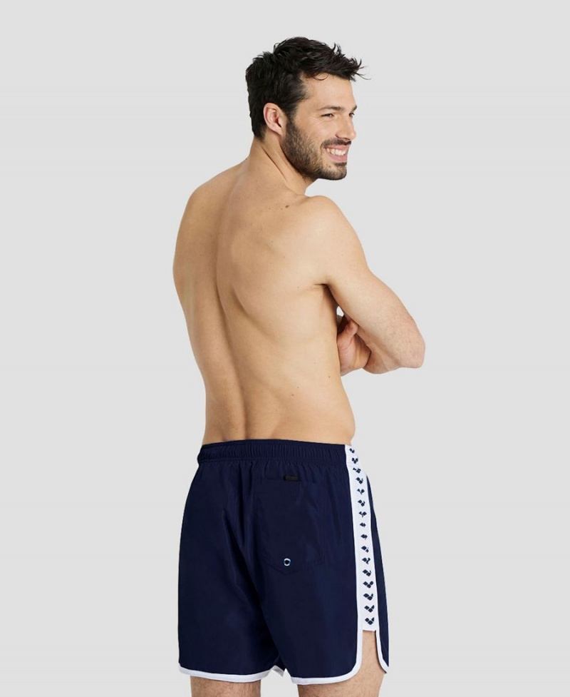 Short Arena Icons Team Stripe Bleu Marine Blanche Homme | AGF-58770295