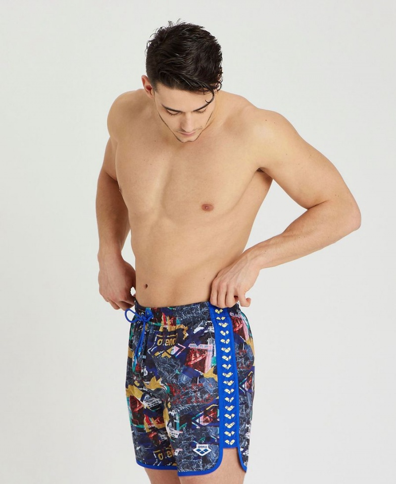 Short Arena Icons Allover Print Beach Bleu Multicolore Homme | XIV-30467586