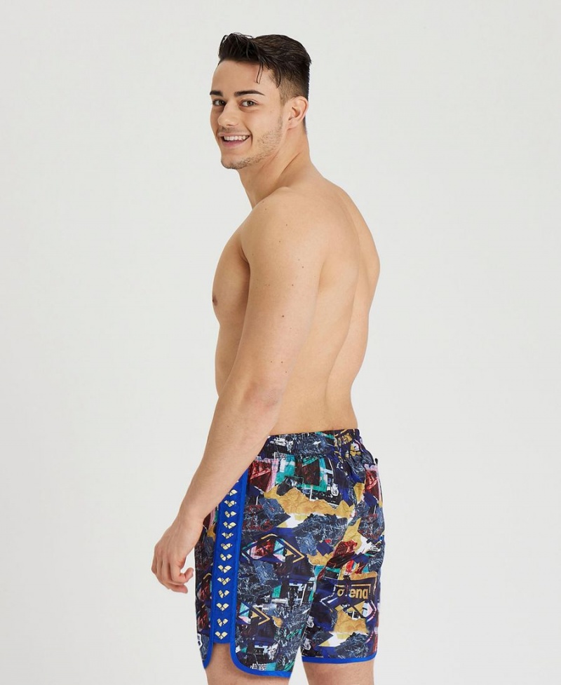 Short Arena Icons Allover Print Beach Bleu Multicolore Homme | XIV-30467586