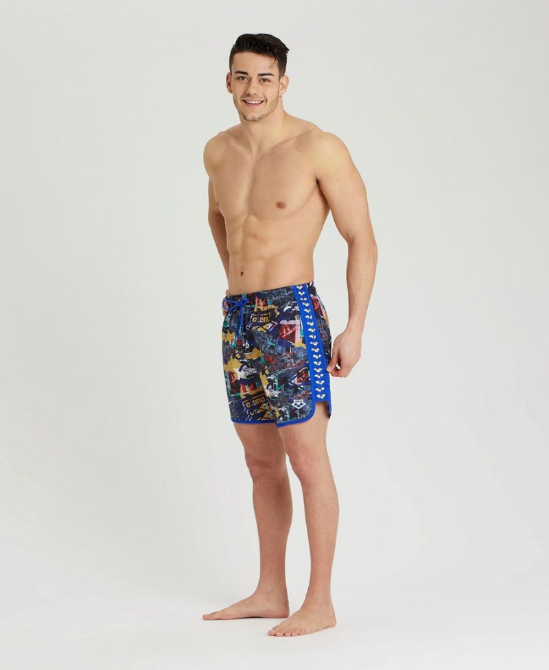 Short Arena Icons Allover Print Beach Bleu Multicolore Homme | XIV-30467586