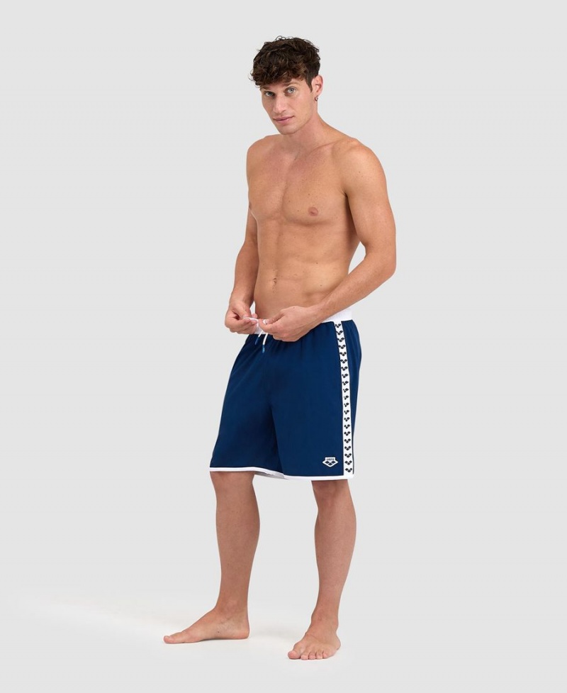 Short Arena Icons Team Stripe Bermuda Bleu Marine Blanche Homme | YGQ-52293614