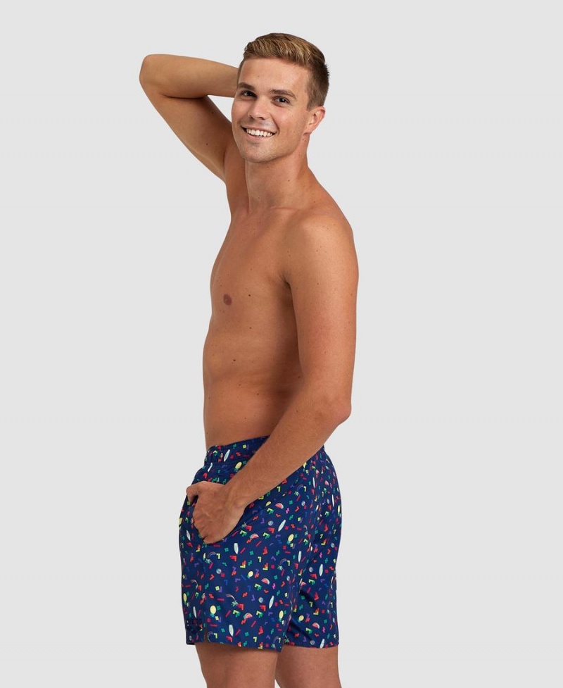 Short Arena Allover Beach Bleu Marine Multicolore Homme | RNM-73813006