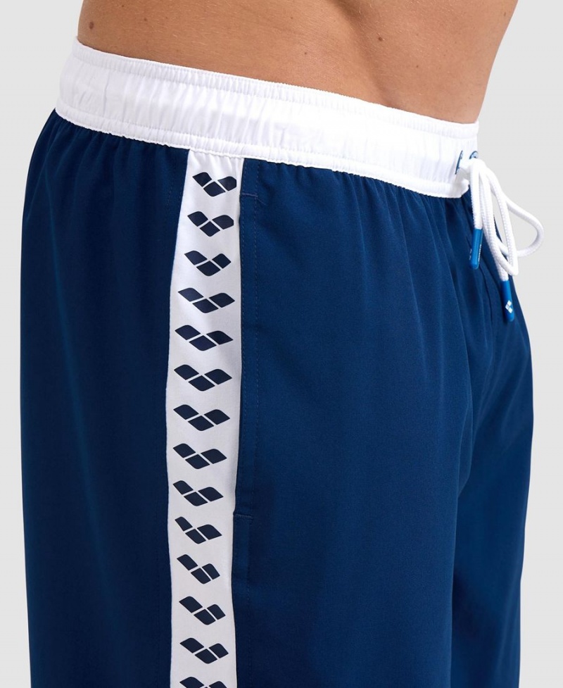 Short Arena Icons Team Stripe Bermuda Bleu Marine Blanche Homme | YGQ-52293614