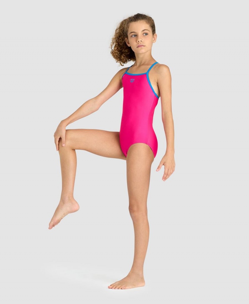 Maillot de Bain Arena Solid Light Drop Back Rose Turquoise Fille | AHT-35705705