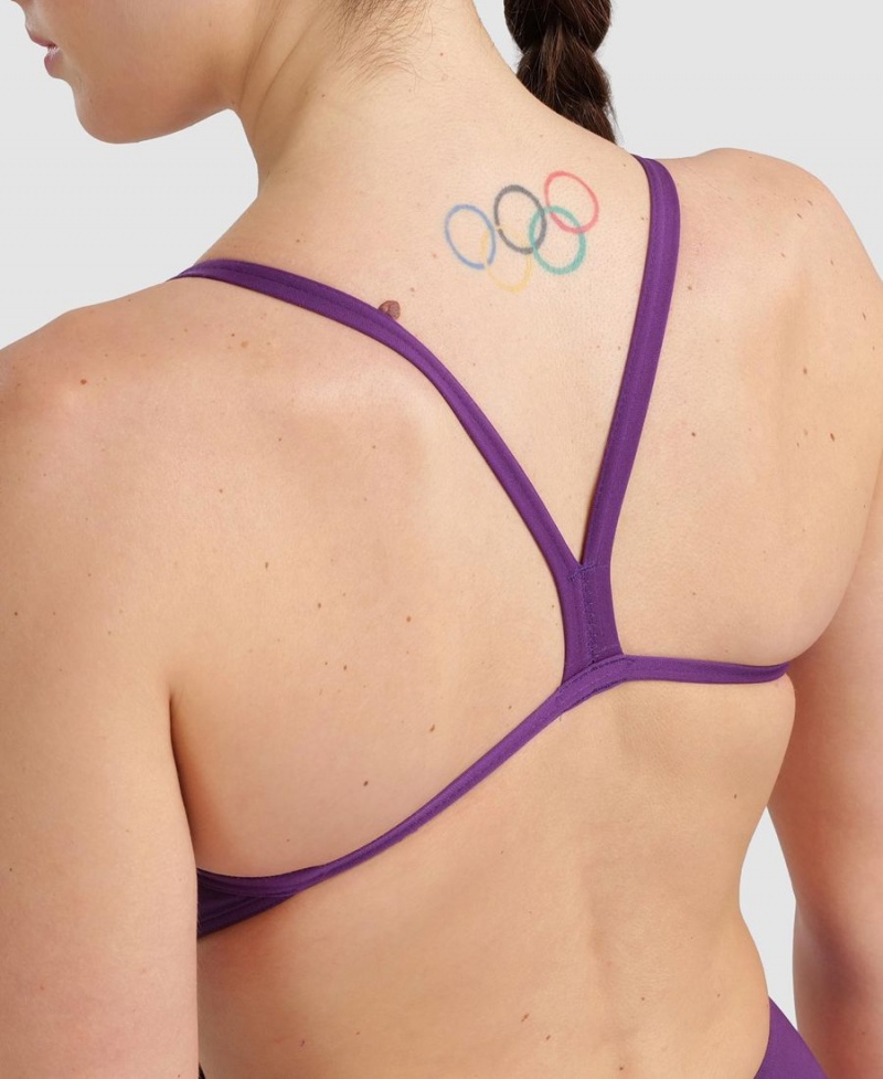 Maillot de Bain Arena Team Challenge Back Violette Fille | TBA-33769529