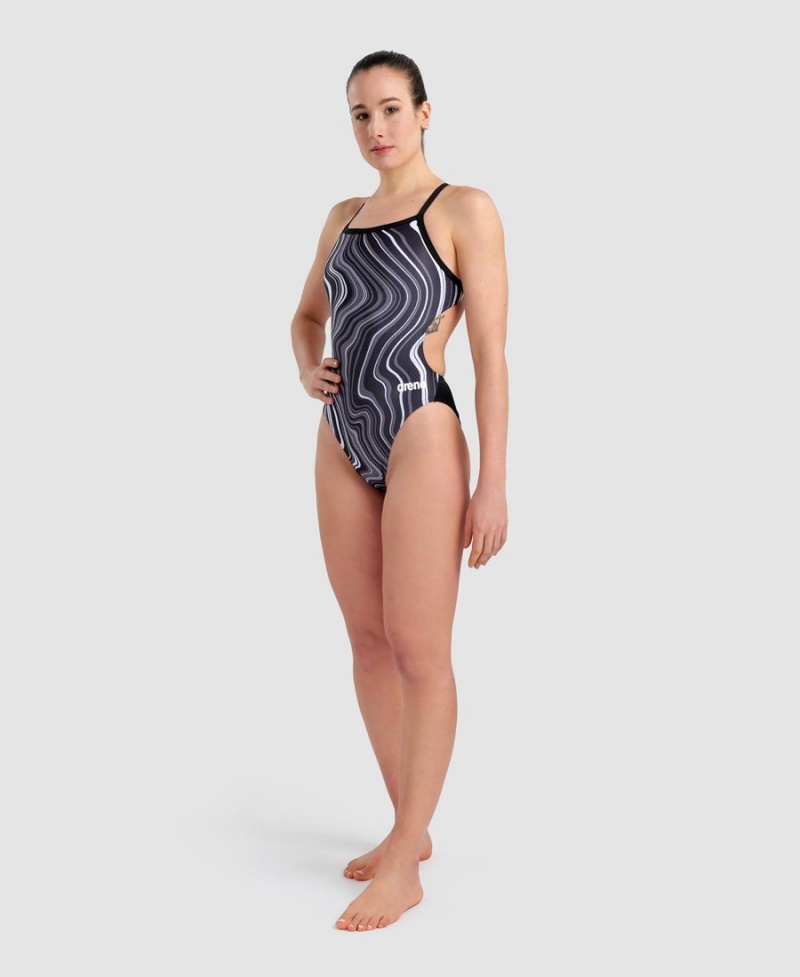 Maillot de Bain Arena Marbled Challenge Back Noir Multicolore Fille | JFS-02251173