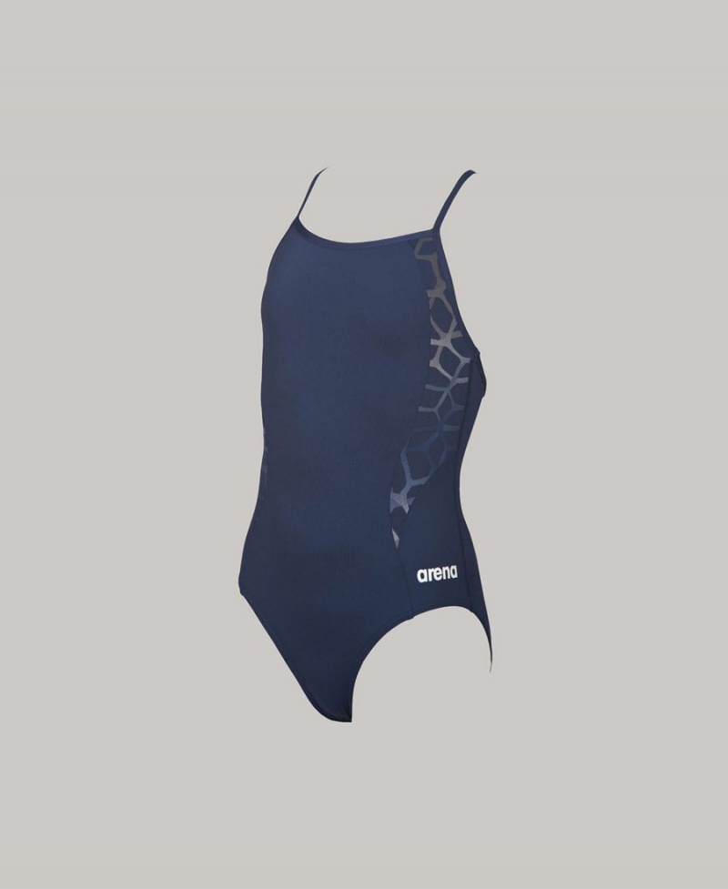 Maillot de Bain Arena Carbonite II Youth Light Drop Back Bleu Marine Fille | UWA-78304838