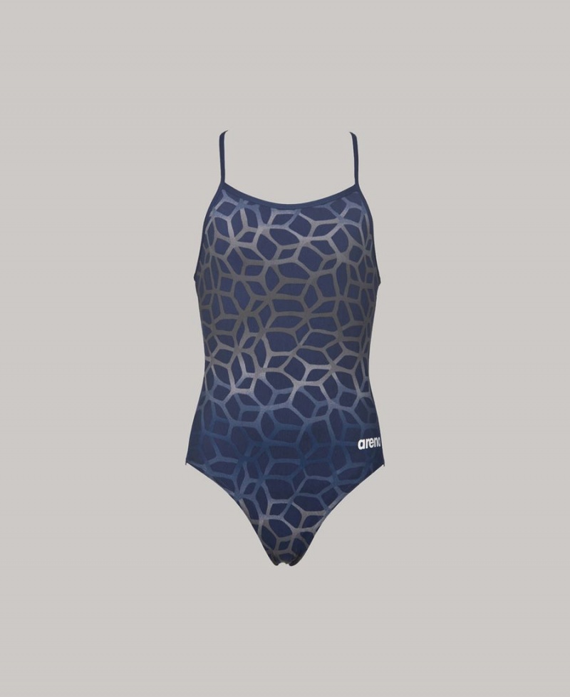 Maillot de Bain Arena Polycarbonite II Youth Light Drop Back Bleu Marine Fille | OFI-59025791