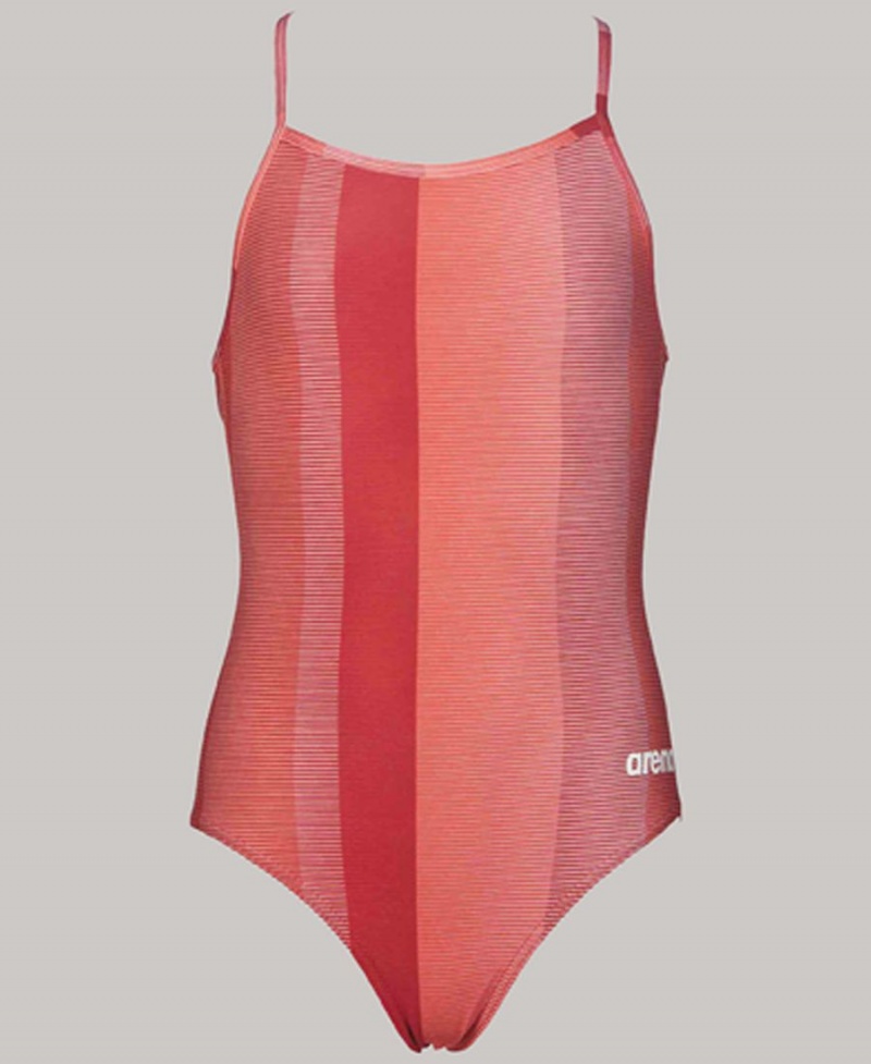 Maillot de Bain Arena Blended Stripe Youth Light Drop Back Rouge Fille | XWV-09798299