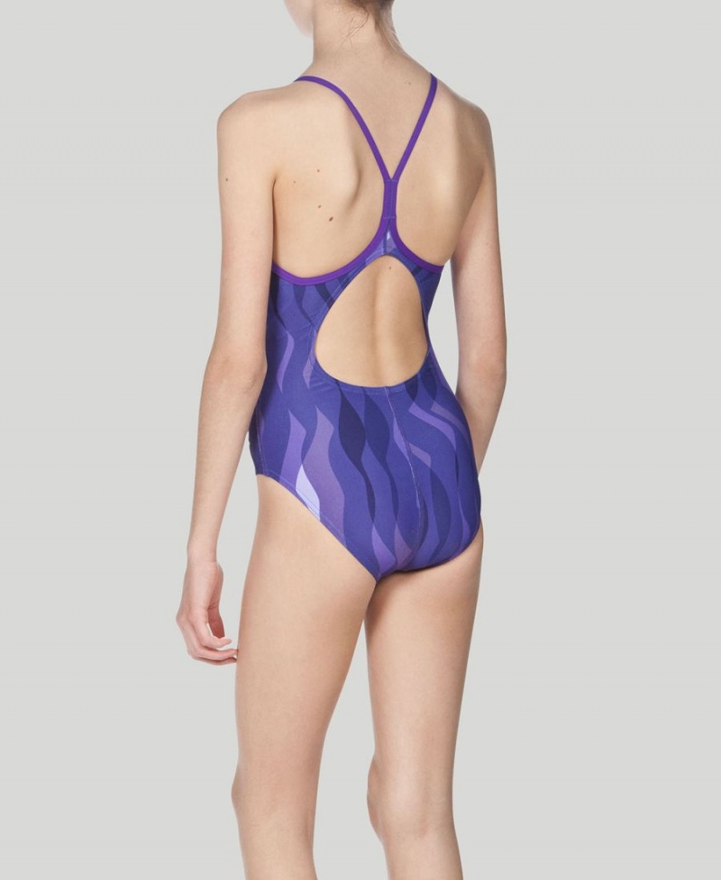 Maillot de Bain Arena Wavy D'eau Youth Light Drop Back Violette Fille | VHB-07266740