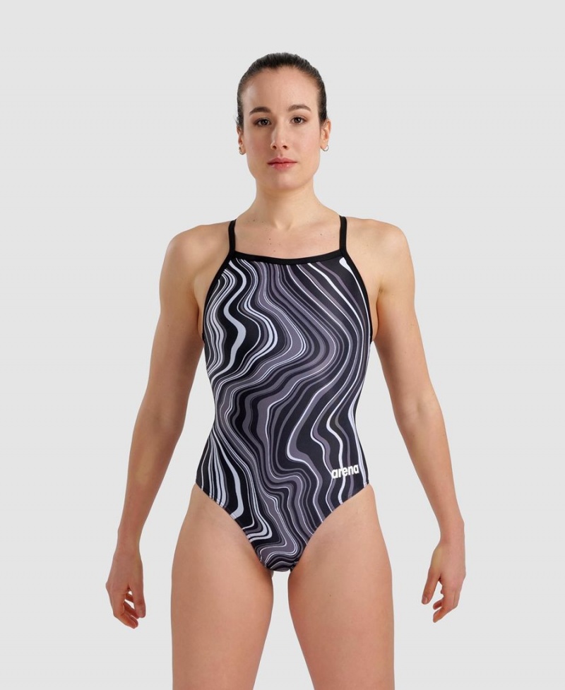 Maillot de Bain Arena Marbled Lightdrop Back Noir Multicolore Fille | QVO-17068379