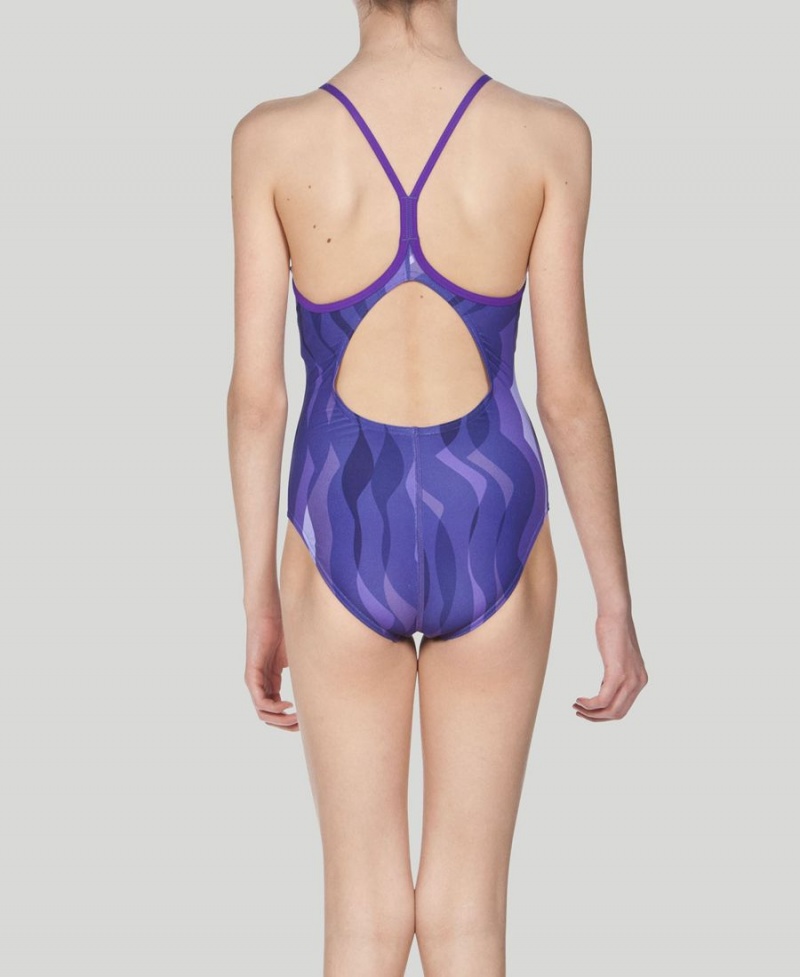 Maillot de Bain Arena Wavy D'eau Youth Light Drop Back Violette Fille | VHB-07266740