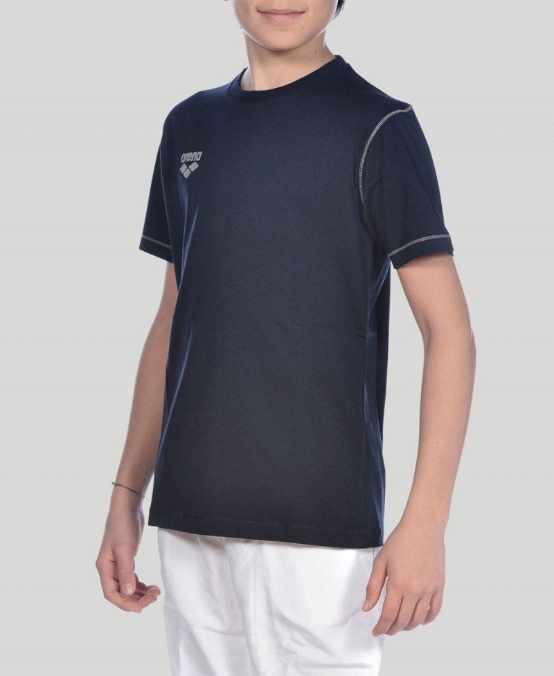 T-Shirt Arena Youth Team Line Corta Sleeve Bleu Marine Fille | QND-45919340