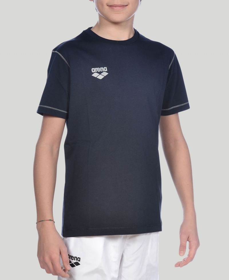 T-Shirt Arena Youth Team Line Corta Sleeve Bleu Marine Fille | QND-45919340