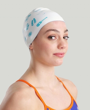 Bonnet de Bain Arena Reversible Blanche Bleu | TES-05200826