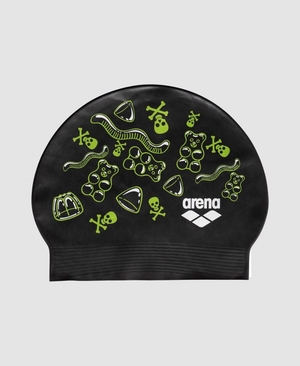 Bonnet de Bain Arena Soft Latex Print Noir Vert | NTX-76452102