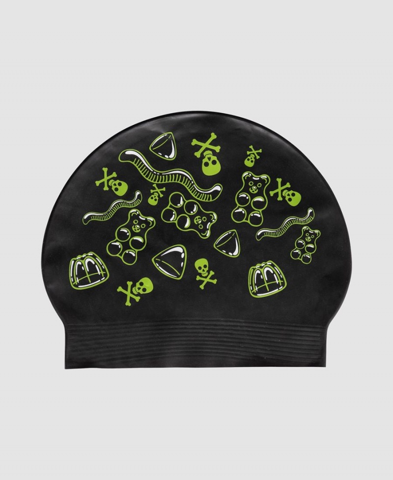 Bonnet de Bain Arena Soft Latex Print Noir Vert | NTX-76452102