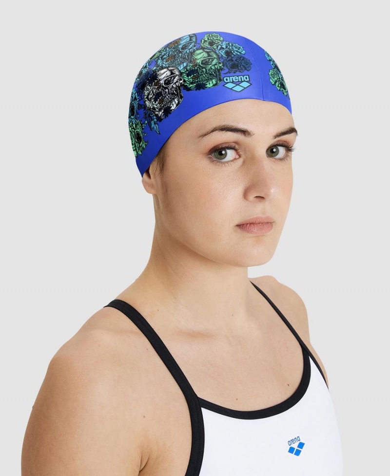 Bonnet de Bain Arena Drew Kibler Collection Silicone Bleu Multicolore | ZWU-75011531