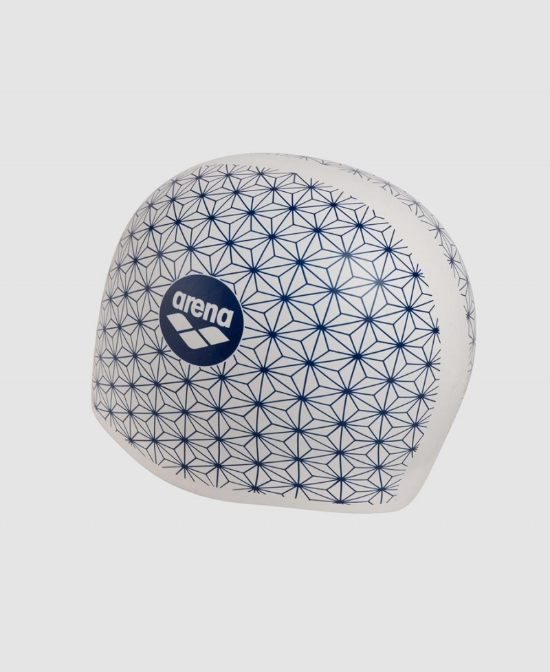 Bonnet de Bain Arena Reversible Blanche Bleu Marine | UOX-47461511