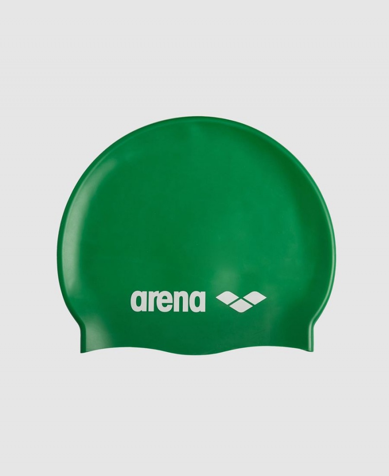 Bonnet de Bain Arena Classiche Silicone Vert Blanche | FCK-91692341