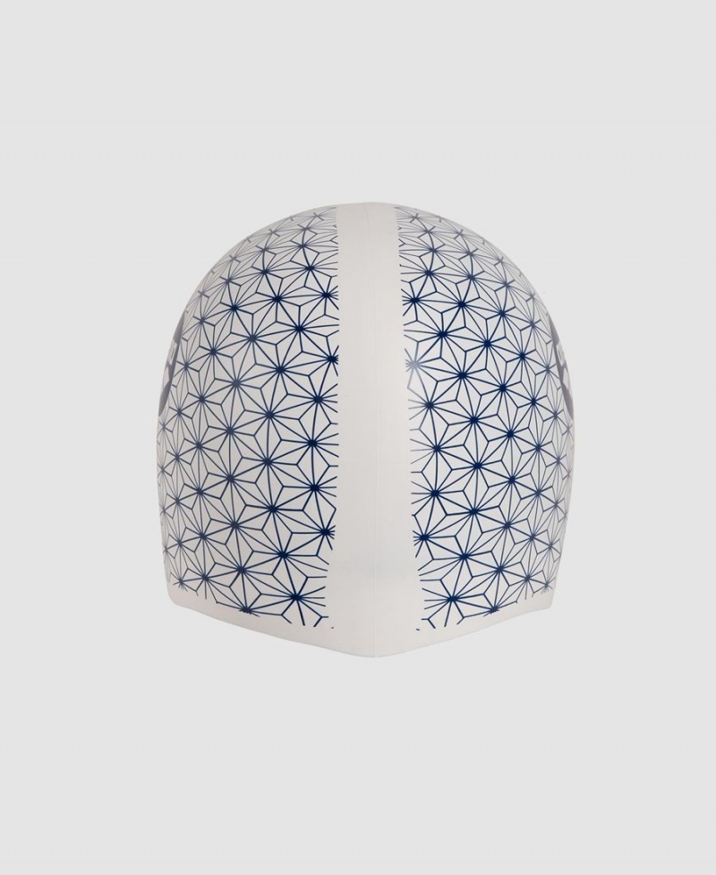 Bonnet de Bain Arena Reversible Blanche Bleu Marine | UOX-47461511