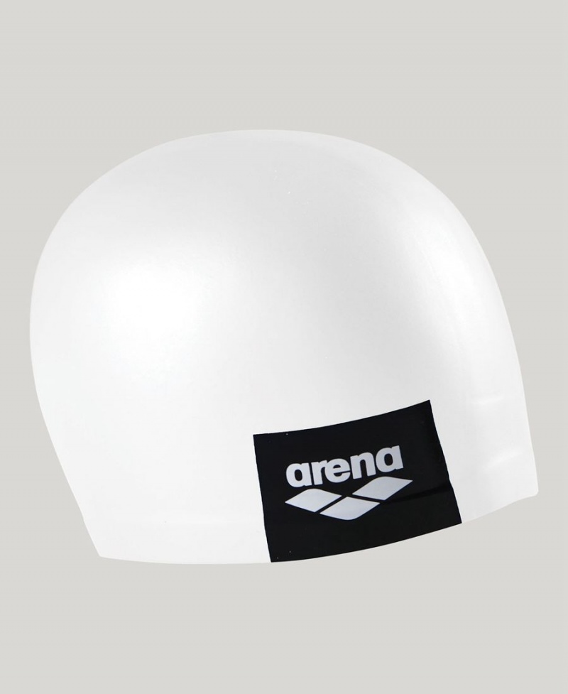 Bonnet de Bain Arena Logo Moulded Silicone Blanche | GAF-83855710