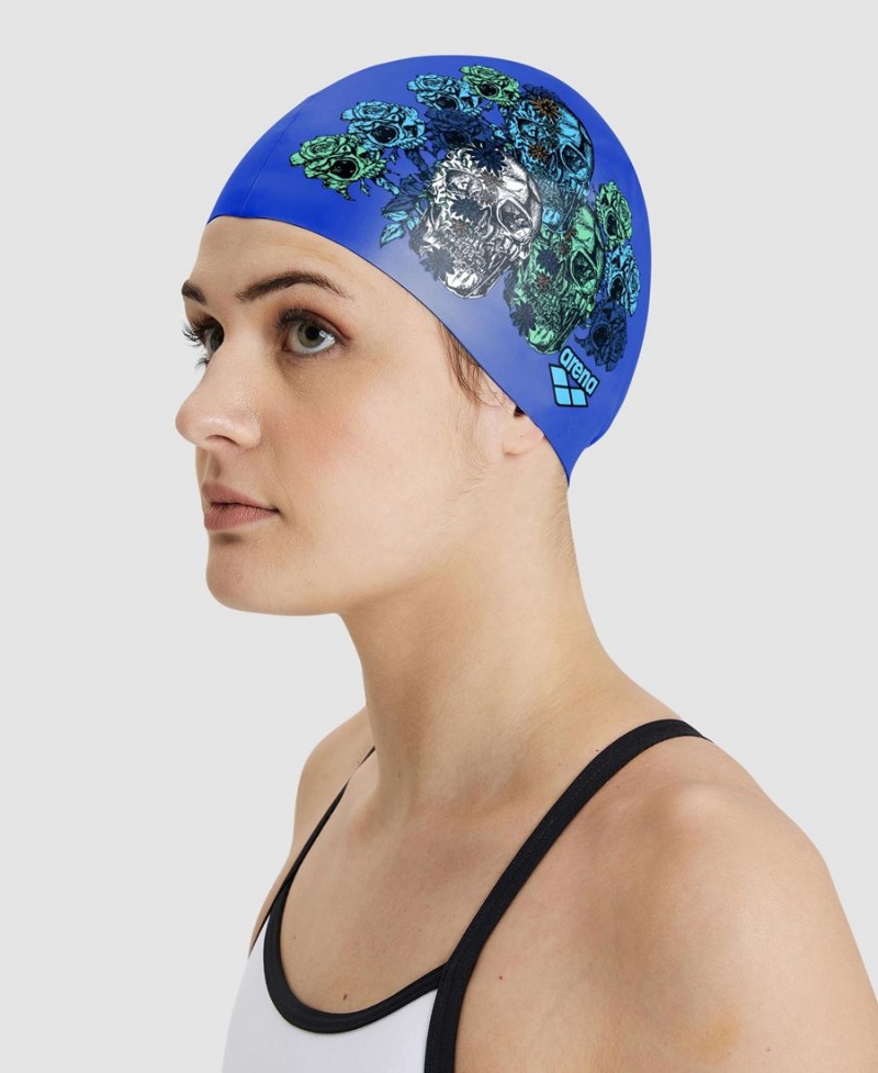 Bonnet de Bain Arena Drew Kibler Collection Silicone Bleu Multicolore | ZWU-75011531