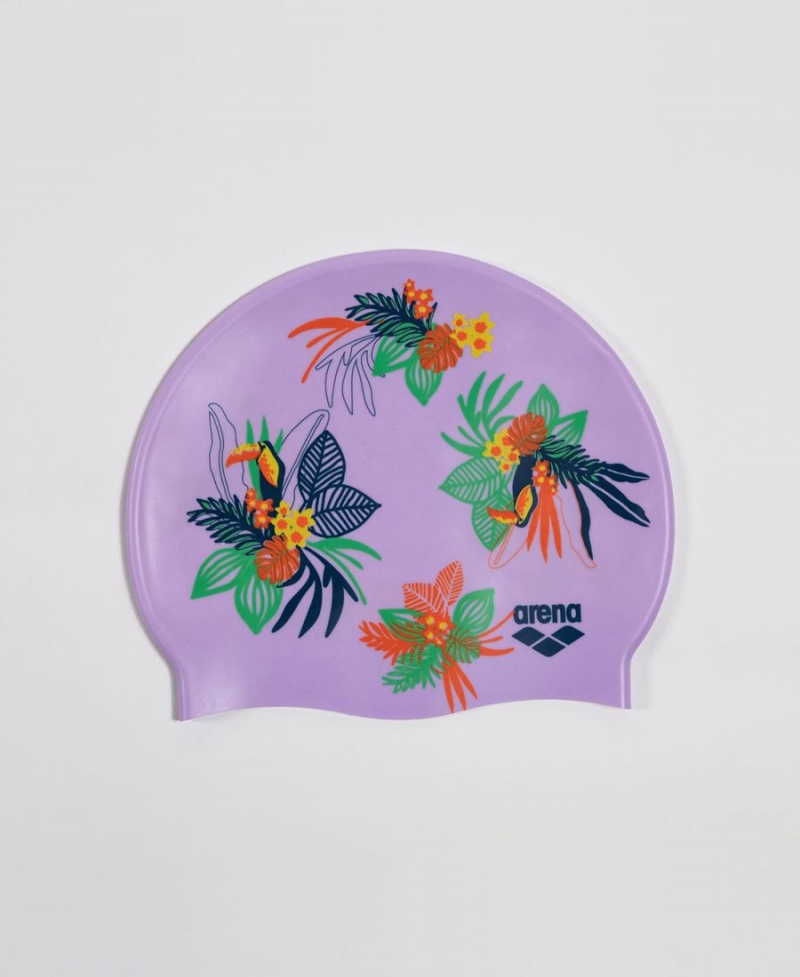 Bonnet de Bain Arena Print Youth Violette | VUF-88726949