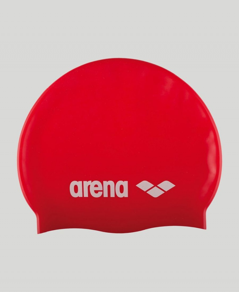 Bonnet de Bain Arena Classiche Silicone Rouge Blanche | PWX-31009647