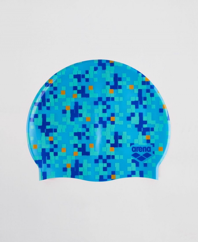 Bonnet de Bain Arena Print Youth Bleu Multicolore | IBD-48280762