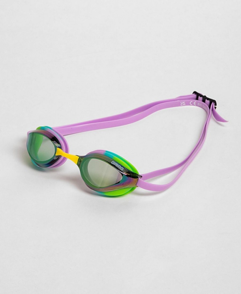 Lunette Natation Arena Python Mirror Vert Violette | HIB-28794492