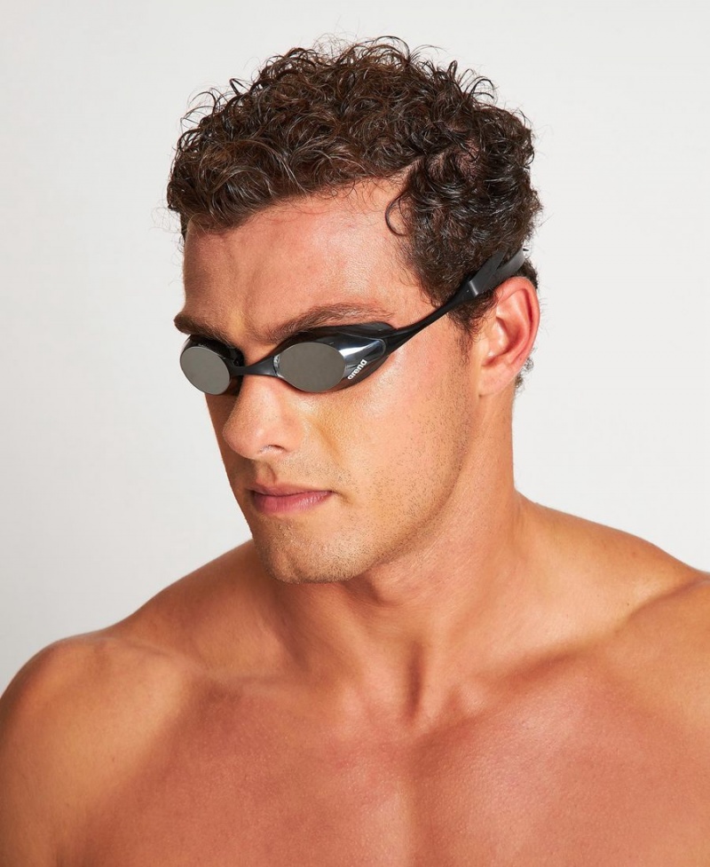 Lunette Natation Arena Cobra Swipe Mirror Argent Noir | EOW-68917989