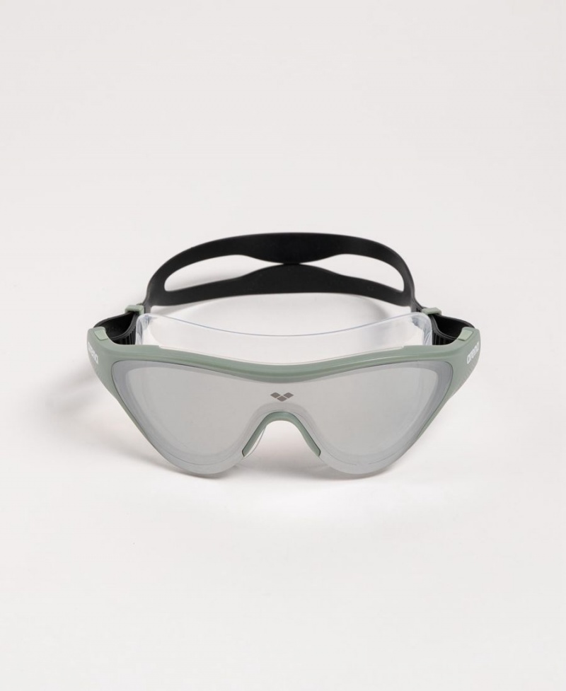 Lunette Natation Arena The One Mirror Mask Argent Vert Noir | LCM-10135678