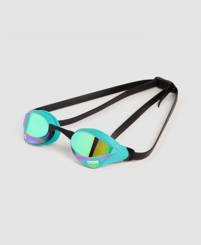 Lunette Natation Arena Cobra Core Swipe Mirror Vert Bleu | QQW-91207457