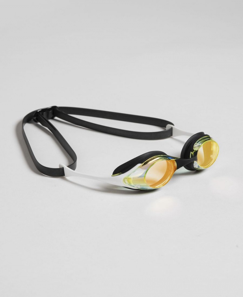 Lunette Natation Arena Cobra Swipe Mirror Jaune Blanche | VZX-11148178