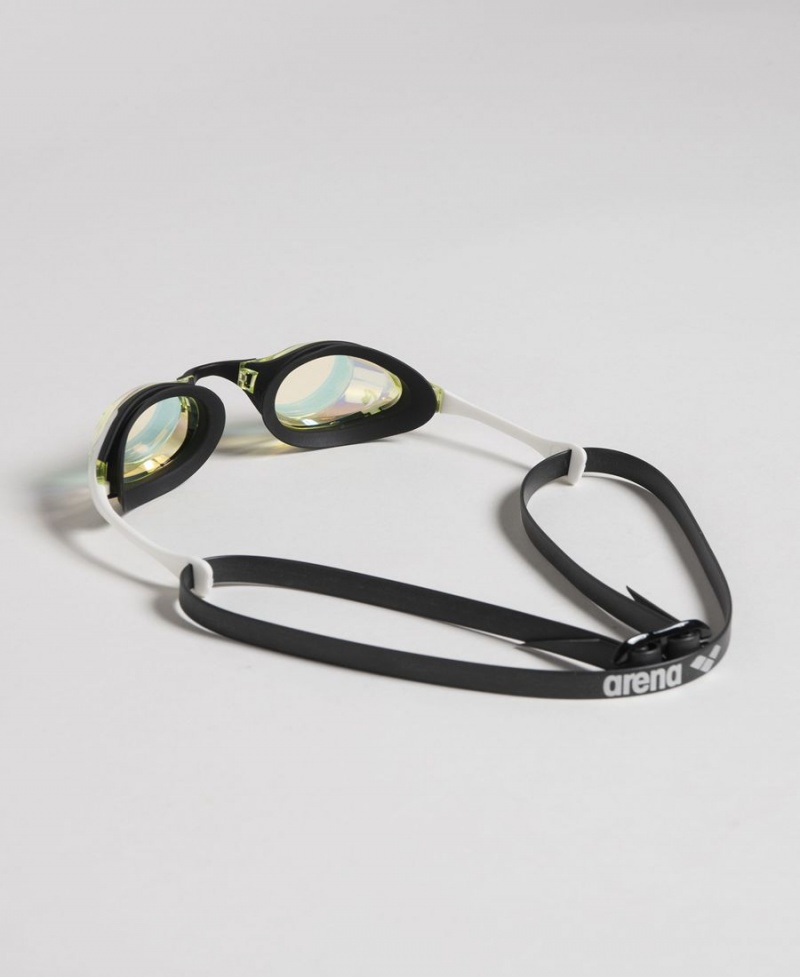 Lunette Natation Arena Cobra Swipe Mirror Jaune Blanche | VZX-11148178