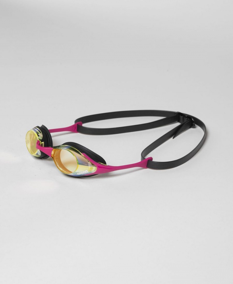 Lunette Natation Arena Cobra Swipe Mirror Jaune Rose | CBB-98750684