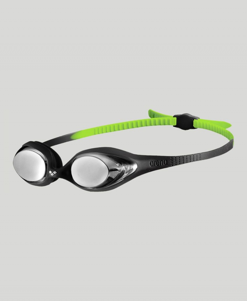 Lunette Natation Arena Spider Youth Mirror Noir Vert | ASP-12258697