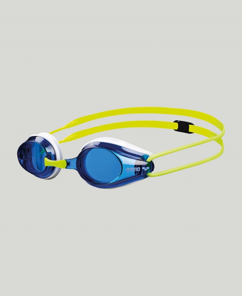 Lunette Natation Arena Tracks Jr Bleu Blanche Jaune | KNJ-11888166