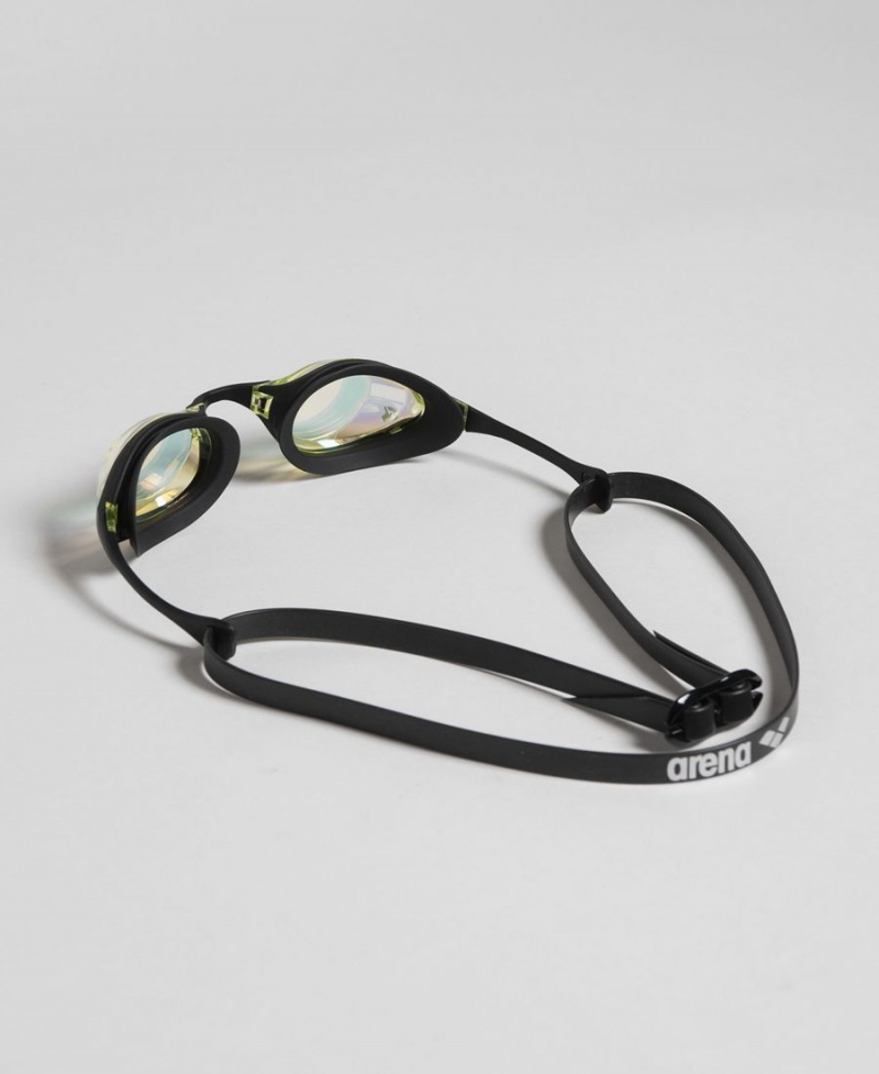 Lunette Natation Arena Cobra Swipe Mirror Jaune Noir | VAE-54636991