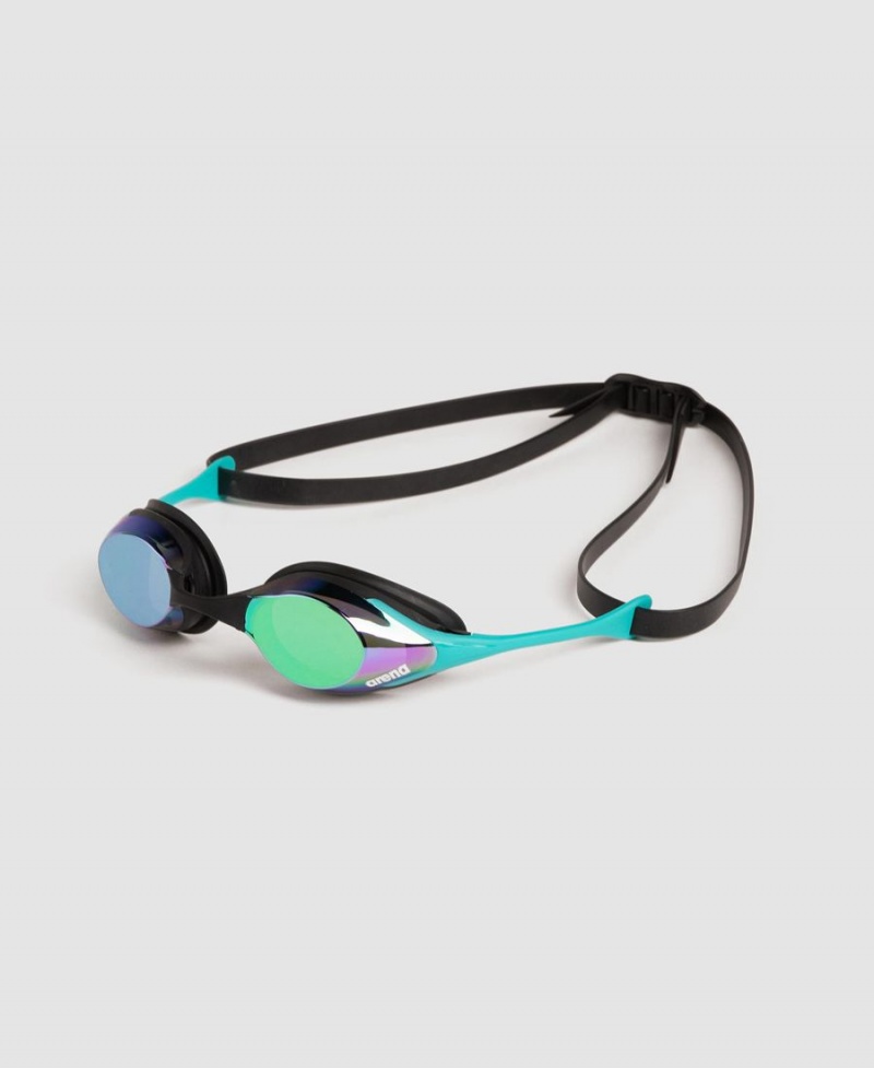 Lunette Natation Arena Cobra Swipe Mirror Vert Turquoise Noir | IOF-01471495