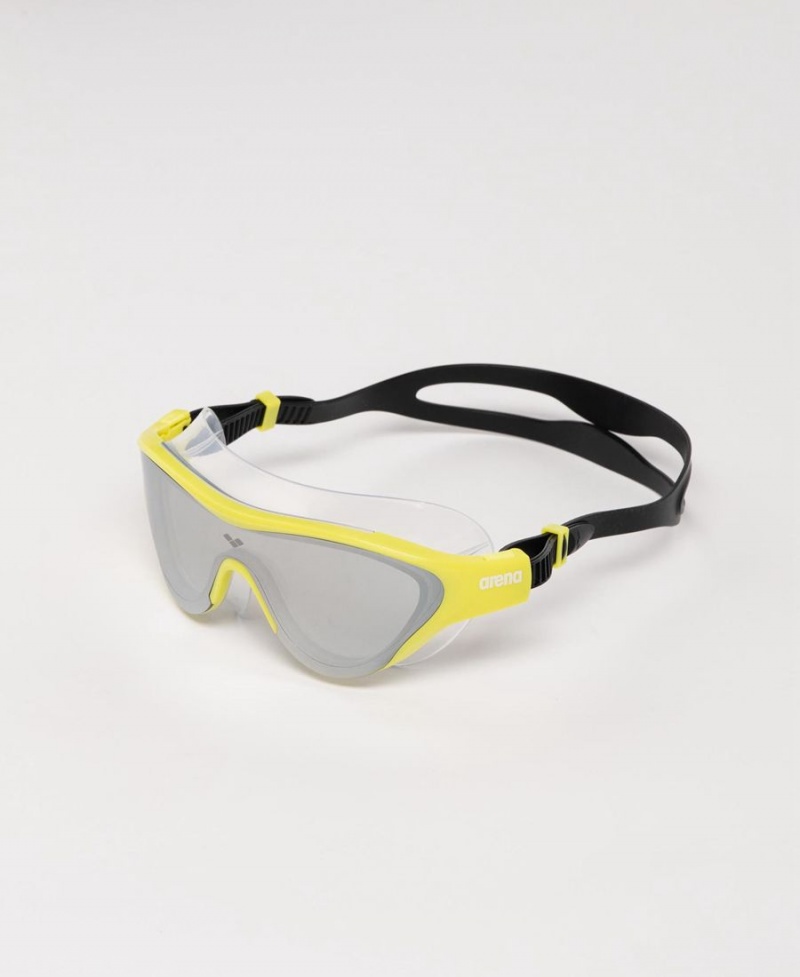 Lunette Natation Arena The One Mirror Mask Argent Jaune Noir | DCM-37601648