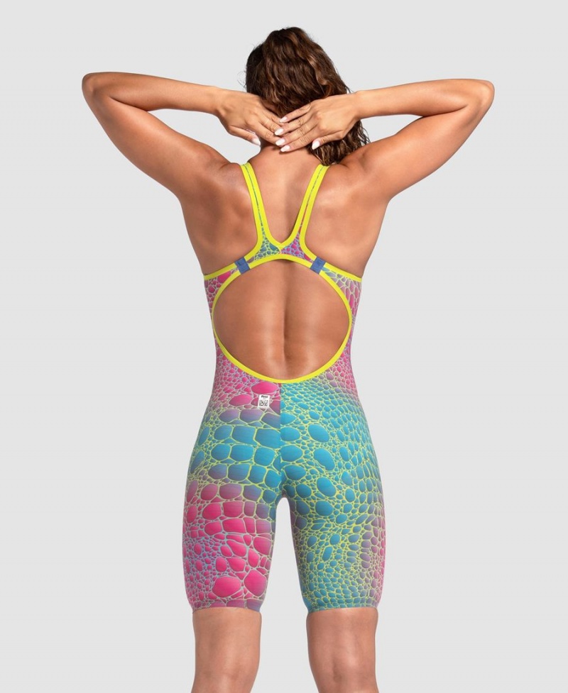 Combinaison Natation Arena Powerskin Carbon Air2 Limited Edition Open Back Rose Vert Multicolore Femme | KWV-02181152