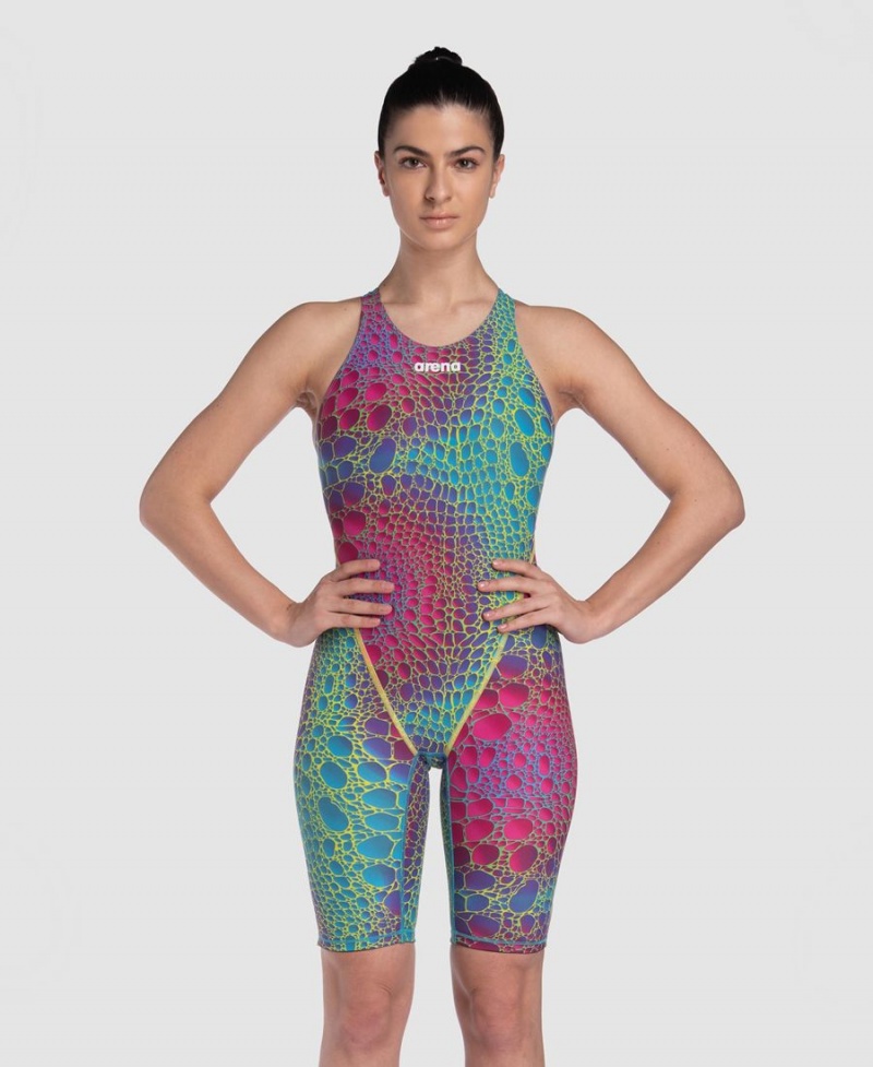 Combinaison Natation Arena Powerskin ST Next Limited Edition Open Back Rose Vert Multicolore Femme | FZH-07998236